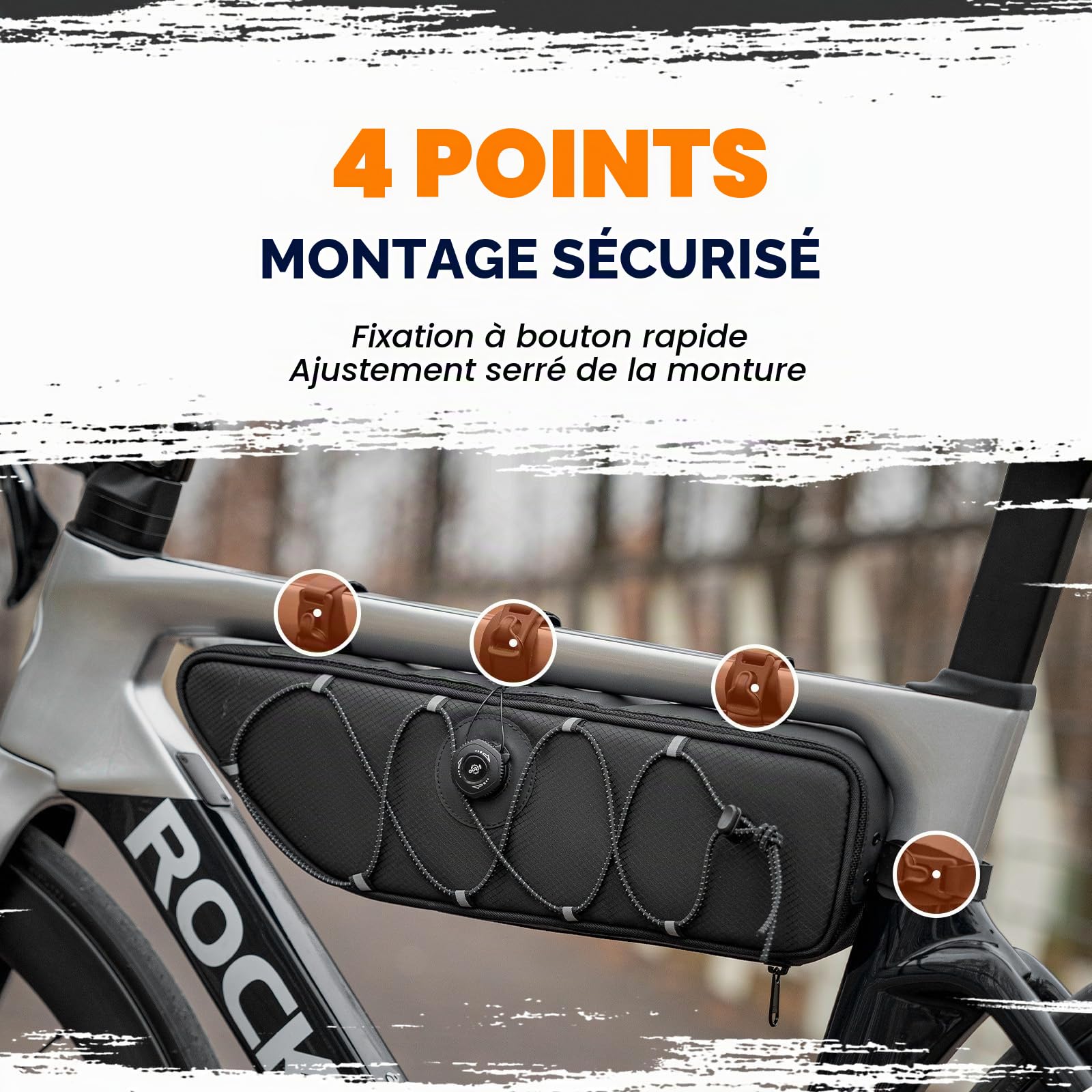 ROCKBROS Road to Sky Sacoche Cadre Vélo 2L, Étanche Réfléchissante pour Sacoche Avant pour VTT, Gravel, Route, BMX – Blanc, Orange, Vert, Gris, Noir