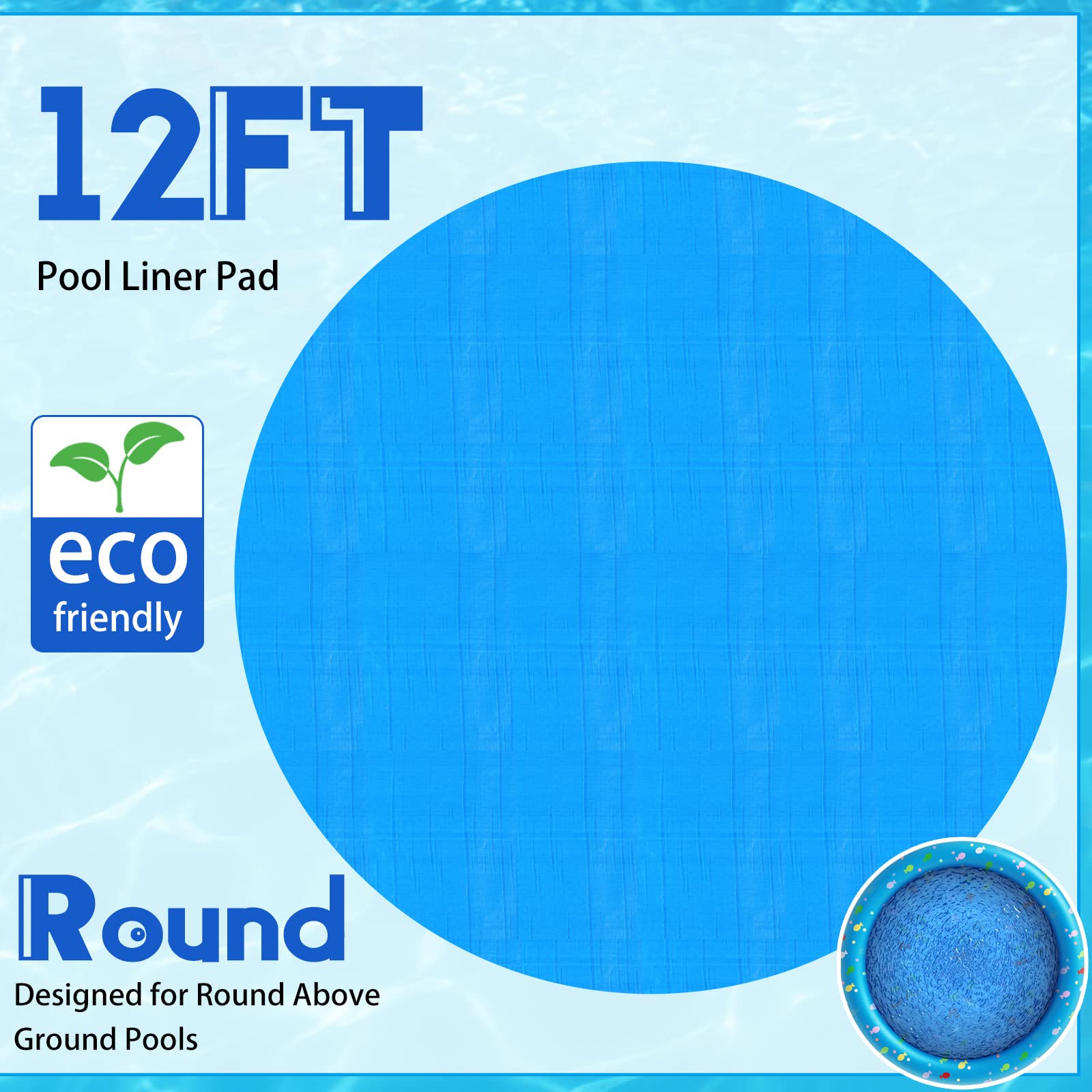 Tapis de sol rond pour piscine hors sol, tapis de protection pour éviter les crevaisons (3,6 m)