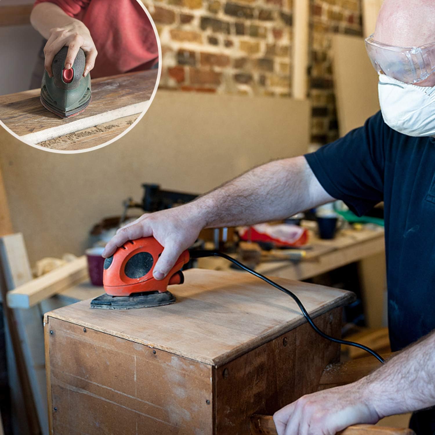 Detail Sander Sandpaper 30Pcs 5-Hole 40 Grit Aluminum Oxide Mouse Sanding Pad Hook & Loop Mouse Detail Sander Pads for Wood Furniture, Extra Coarse Triangle Sand Paper for 140mm Palm Sanding Machine - - 