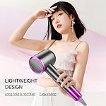 Hair Dryer Blue Light Negative Ion,Quick Drying Silent Hair Dryer | Compact Portable Quick Drying Straightener for Curling Styling Women Salon Home Travel