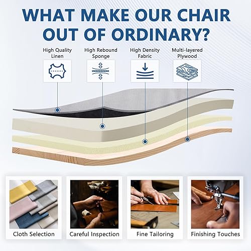 Miniatura 6 de CLATINA Silla de oficina ejecutiva ergonómica con tapizado giratorio de altura ajustable, acolchado grueso para reposacabezas y reposabrazos para