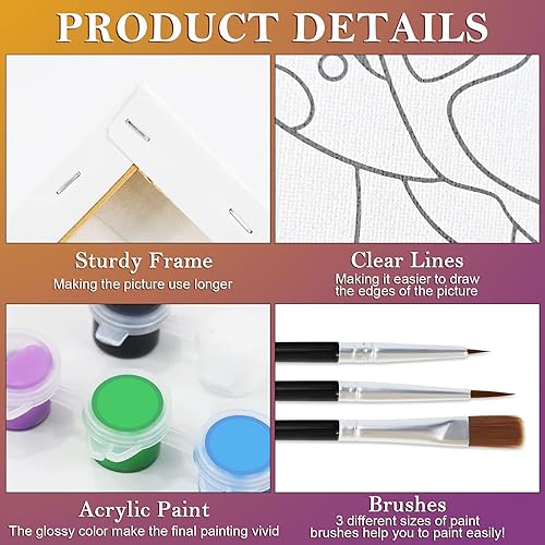 Miniatura 5 de Nuberlic Kit de pintura de lienzo predibujado para adultos, recuerdo de fiesta, hazlo tú mismo, cita nocturna, lienzo de 8 x 10 pulgadas para