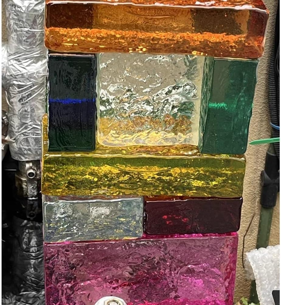 LXHELIVERY High Transparency Glass Blocks Solid Glass Brick 1 Piece - Light Transmission& Privacy Protection for Bar Hotels Bedroom Living Room Partitions(Red)