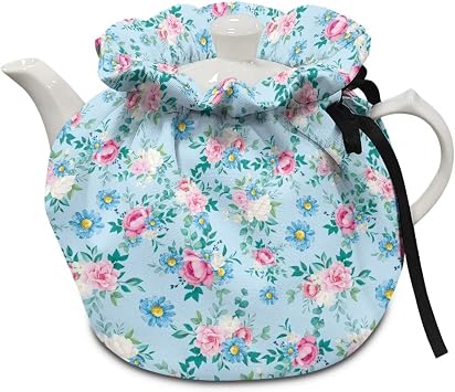 Blue Crushed Flower Teapot Dust Proof Cover Insulated Kettle Tea Warmer for Home Kitchen Decor Flower Tea Cozies for Hotel Restaurant Tea Party Tea Pot Cozy