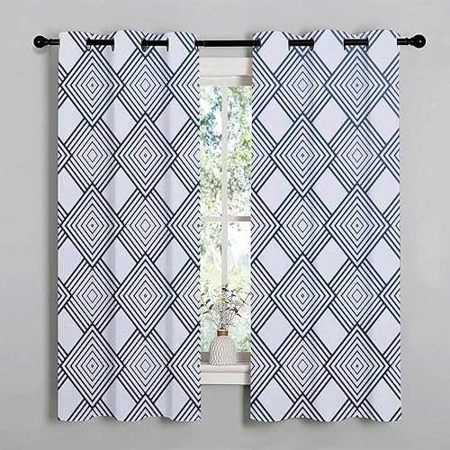 Cortinas para Sala - Cortinas para Sala - Cortinas opacas modernas con diseño geométrico de color claro, para puerta corrediza de cristal, cortinas