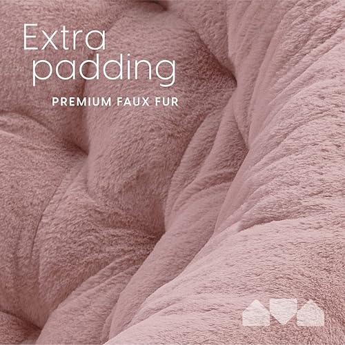 Miniatura 33 de Milliard - Silla acogedora con diseño de platillo, de pelo sintético, para dormitorio, tamaño extragrande (color blanco) Beige,Negro -,Negro +