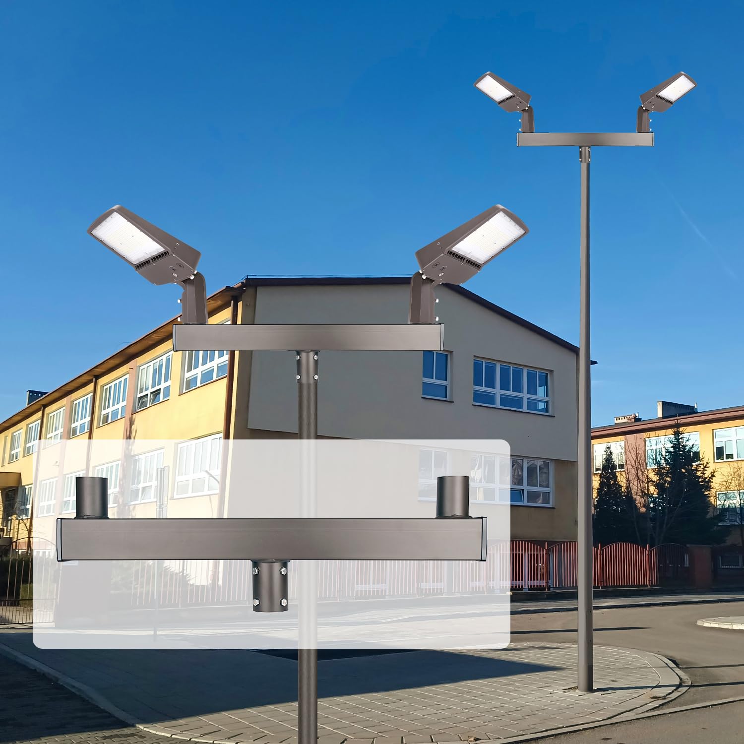 Czop Quad Bullhorn 180 stopni do 2 świateł, uchwyt montażowy z okrągłym drążkiem, podwójne czopy w 6 cm poślizg monter światła, do oświetlenia parkingowego i oświetlenia zewnętrznego