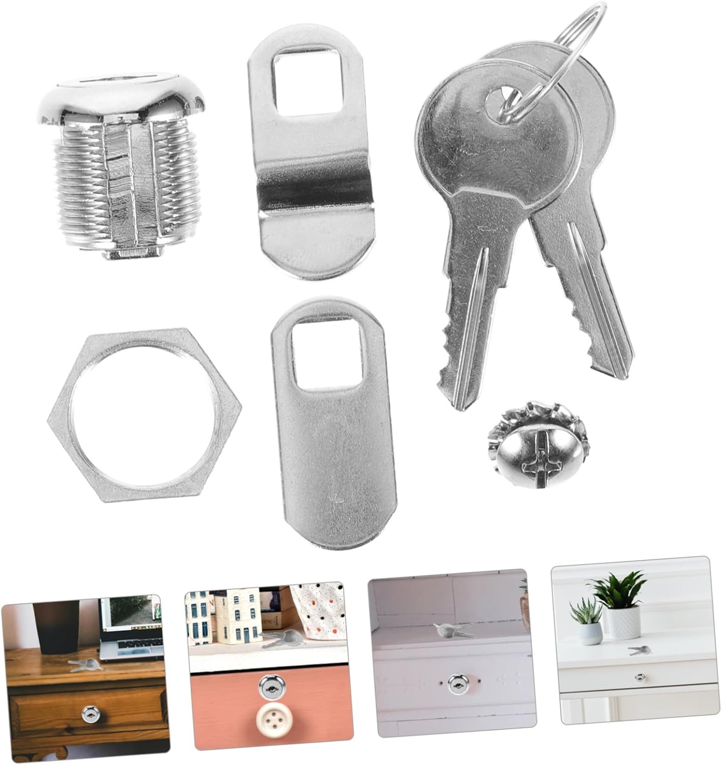 LIFKOME 1set Multi-Functional Mailbox Lock with Keys Lock for Cabinets and Rv Storage Sturdy Material Easy to Use with Keys Included