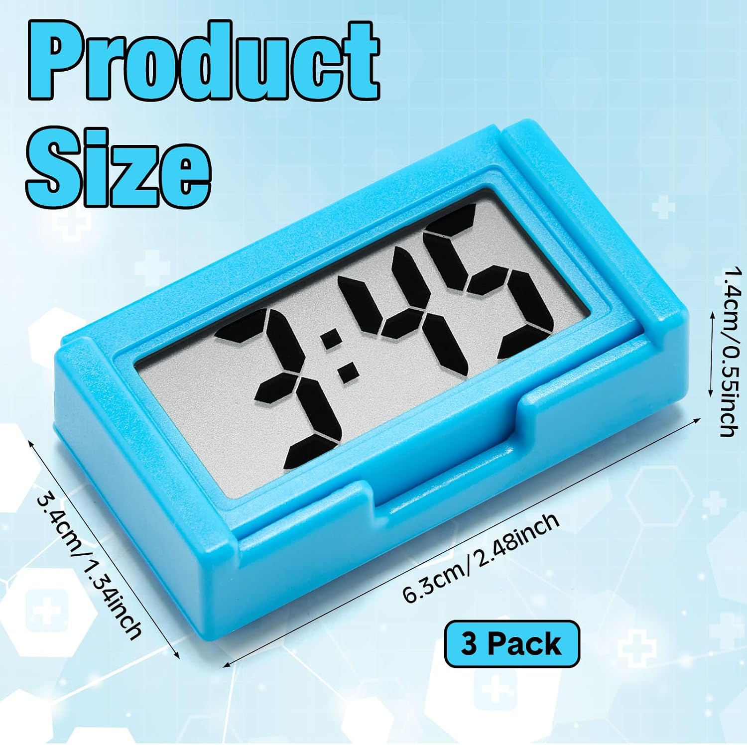 Frienda 3 Pieces Mini Small Digital Clock Stick On,Blue,Black,Red image 2