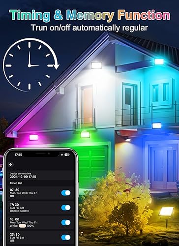 Miniatura 5 de T-SUN Luces de inundación RGB para exteriores, equivalente a 600 W, luz LED de paisaje que cambia de color con control de aplicación, reflector