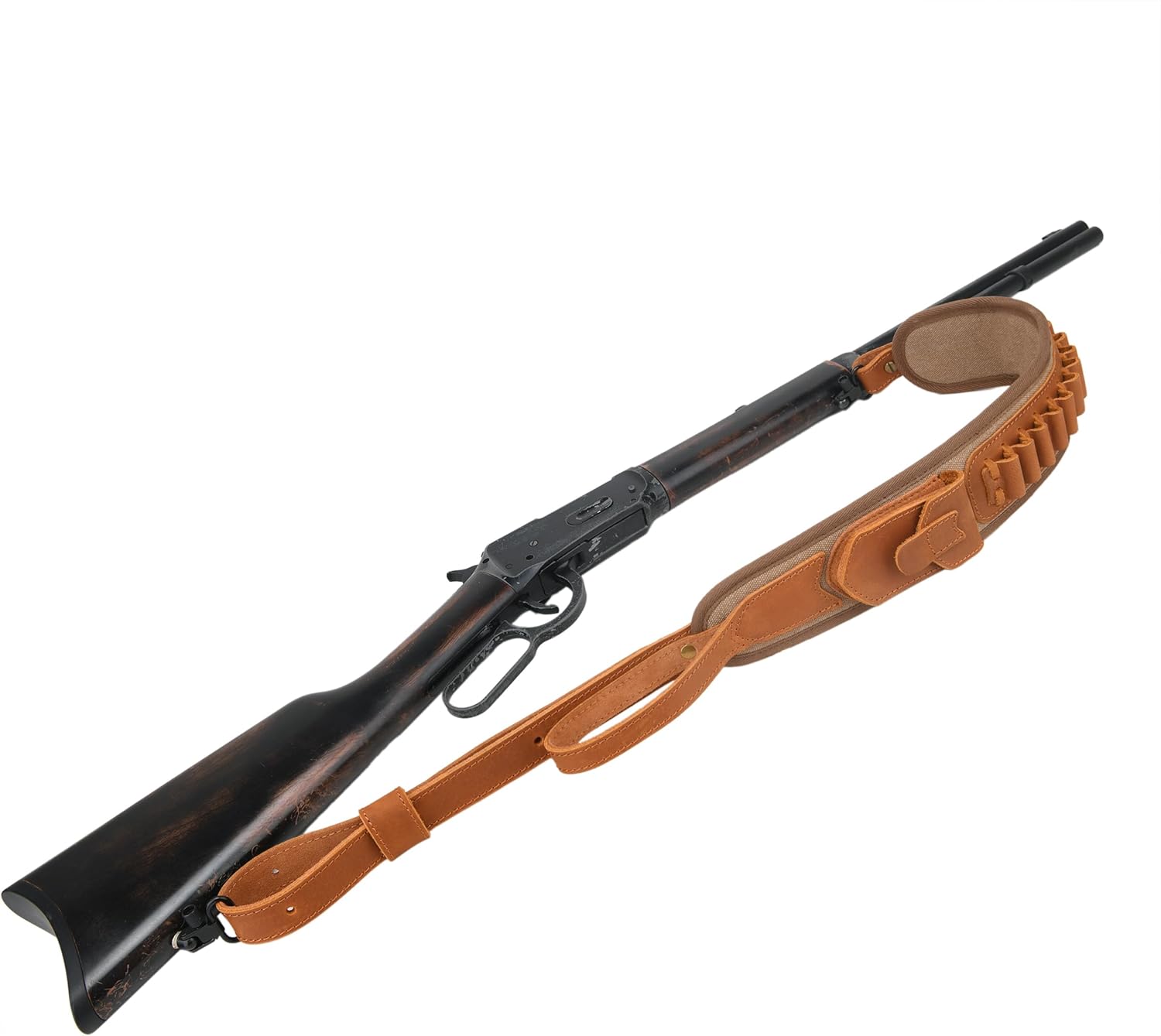 Leather Rifle Sling Gun Shell Holder Straps Loops for .357 .30-30, .38 .32Win Spcl.32-40 Cartridges