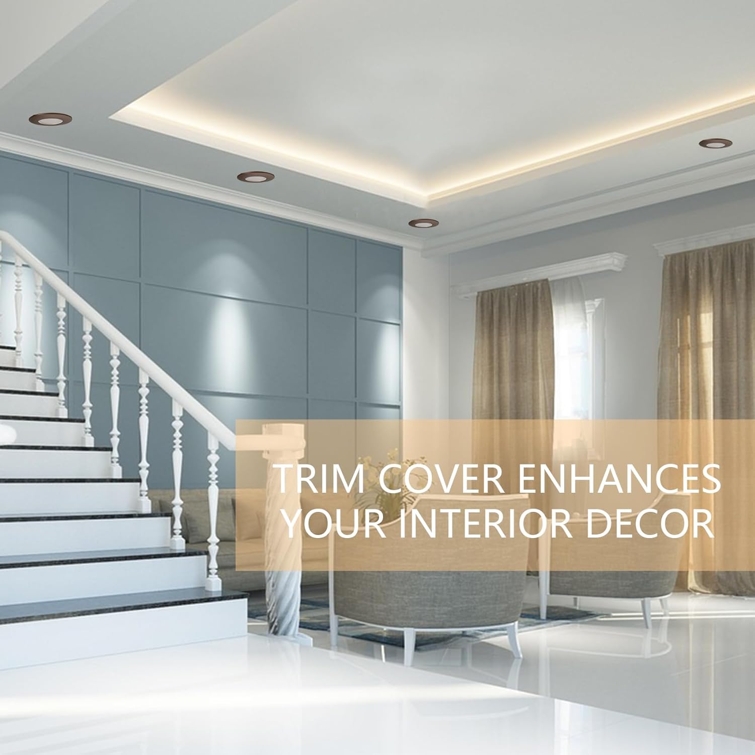 Soliseed Trim Ring for 5/6 Inch 3000K Retrofit Downlight, Bronze Can Light Trim Cover+5/6 Inch LED Can Lights Length Adjustable Recessed Lights,4-Pack