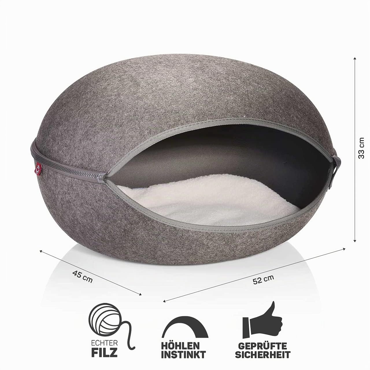 CanadianCat Company | KATZENNEST Uni-anthrazit - Katzenhöhle Katzenbett mit Stil ca. 52 x 45 x 33 cm