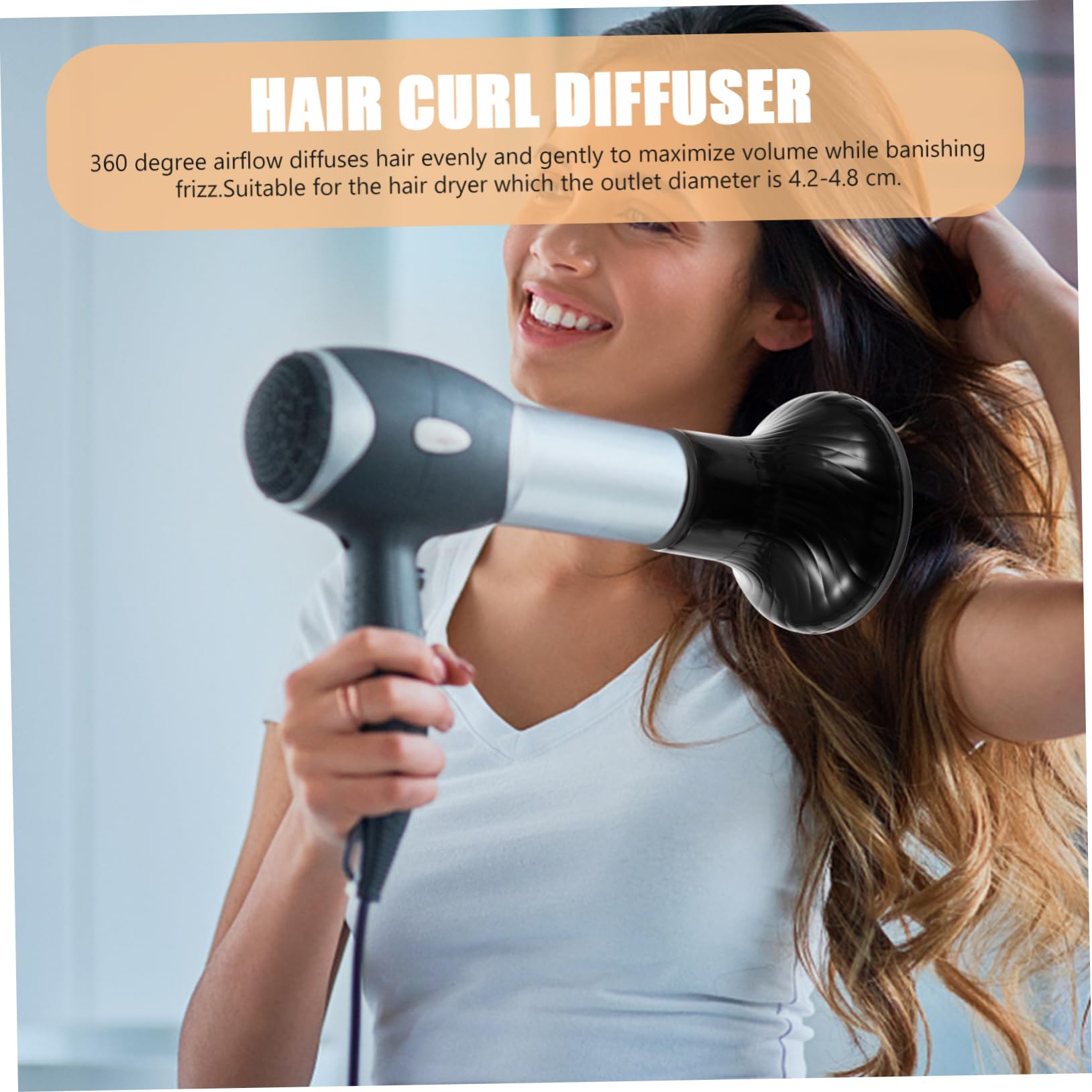 Difusor de Secador de Pelo Grande Negro para Peluquería Doméstica