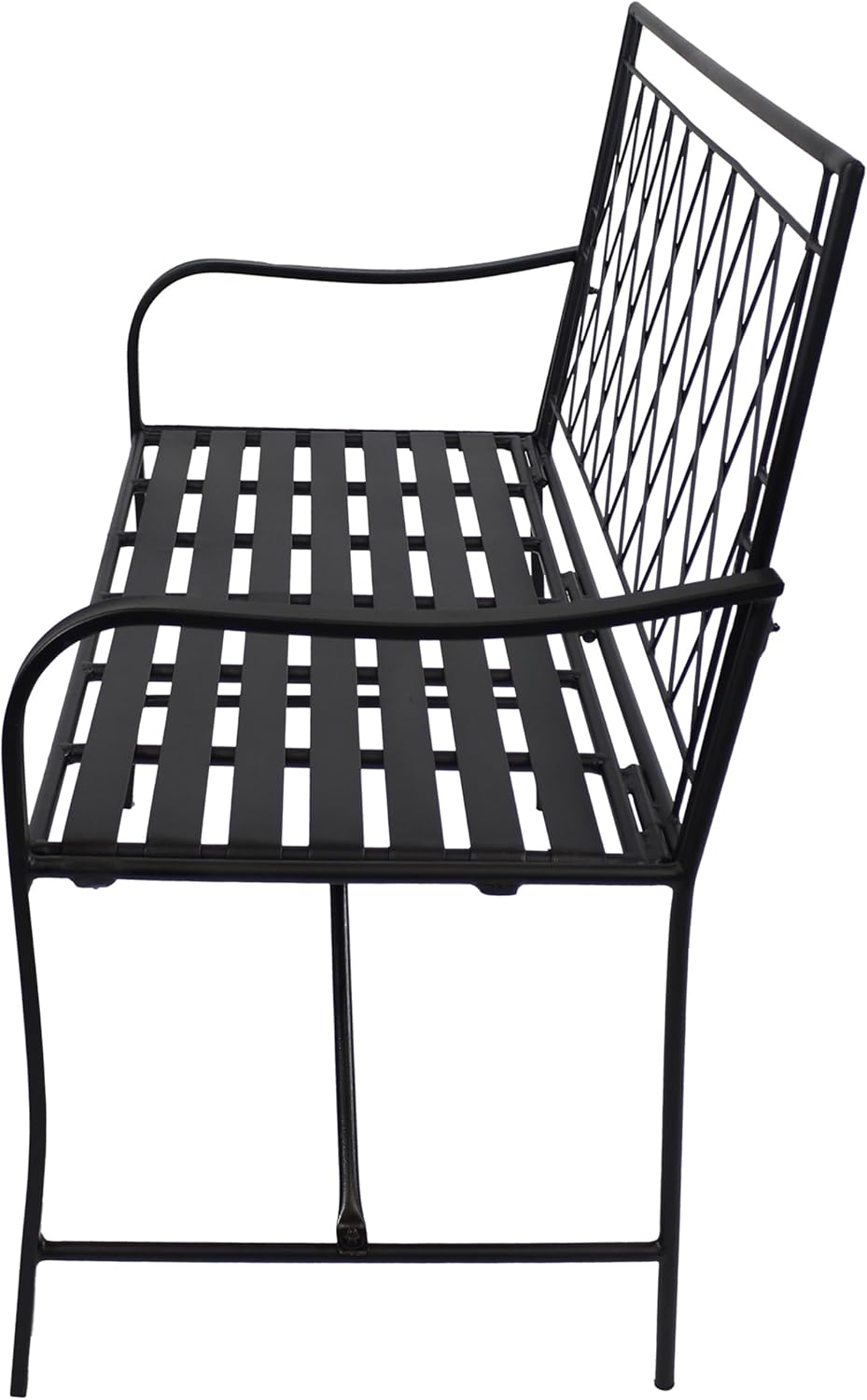 Sunnydaze 2-Person Outdoor Garden Bench - Argyle Diamond Iron Patio Bench - Black - 42.25" W