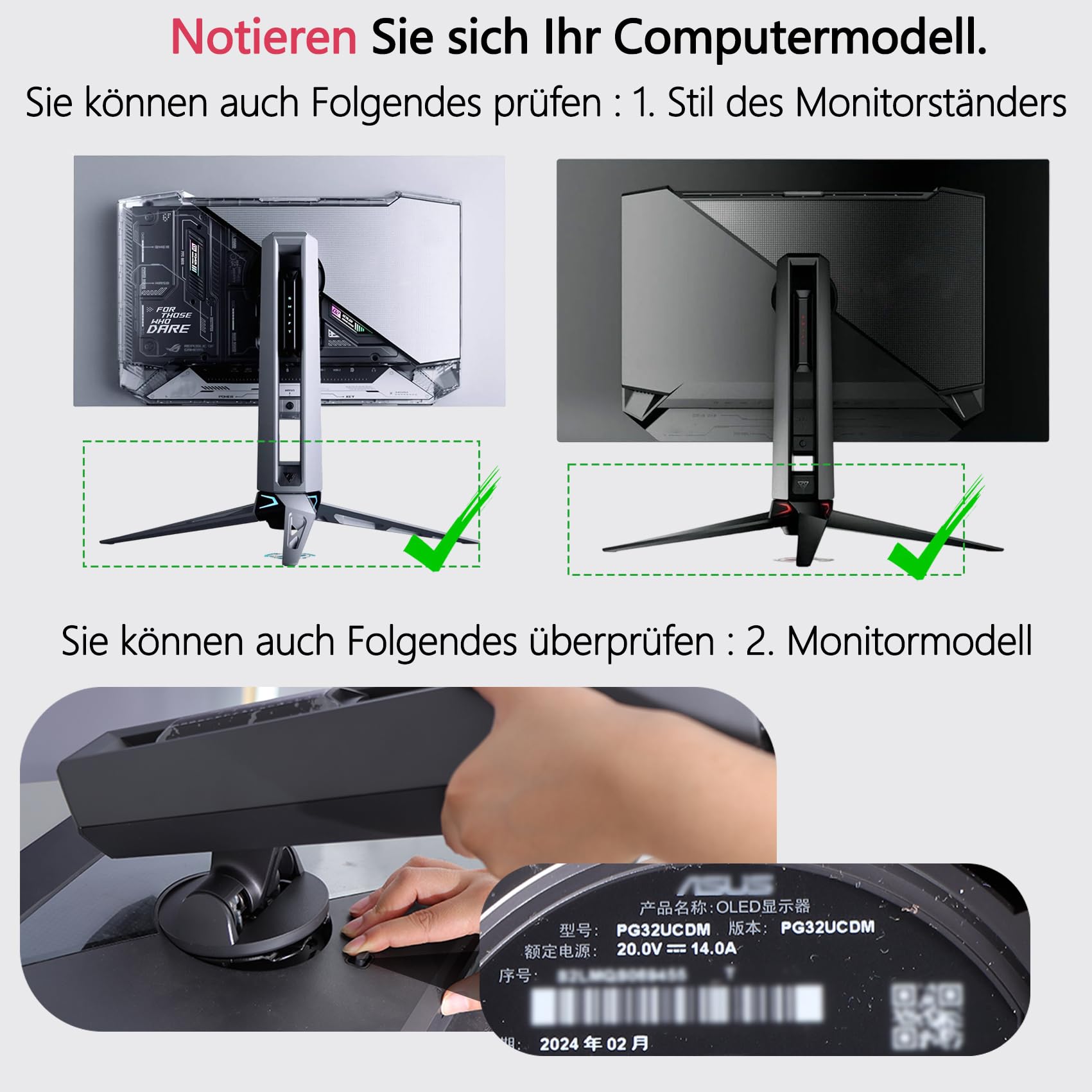 OEM PG27UCDM Adaptateur VESA compatible avec ASUS ROG XG27UCDMG,PG27AQDP,PG27AQWP-W,XG27ACDNG,XG27AQDNG,XG27AQDMGR,XG27AQDPG,XG27ACDMS,XG32UCDS,PG32UCDMR,XG32UCWMG,XG32UCWG,XG34WCDG,PG39WCDM,PG49WCD