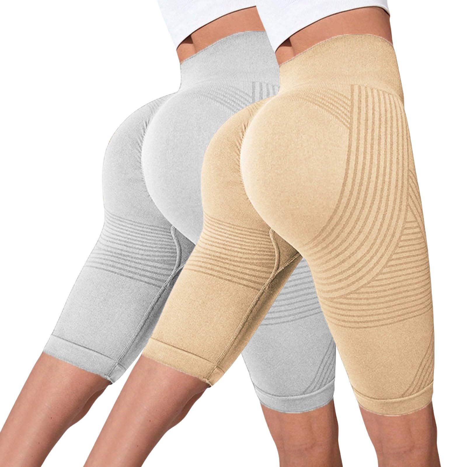 Genérico Leggings Deportivos Mujer Push Up Cintura Alta Mallas Anticeluliticos Sin Costuras Opaco Scrunch Butt Pantalones Gym Yoga Fitness Jogging Entrenamiento Leggins 3D Anticelulitis Mujer 2PC