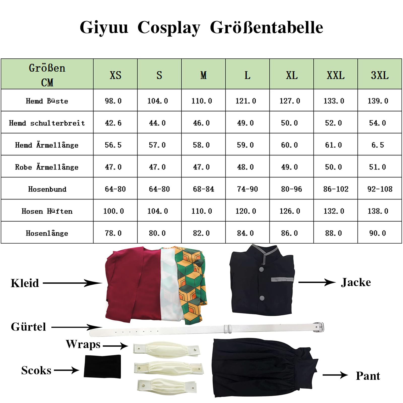 CR ROLECOS Mitsuri Cosplay for Demon Slayer Mitsuri Full Set Tomioka Giyuu Costume Giyuu Anime Outfit for Halloween
