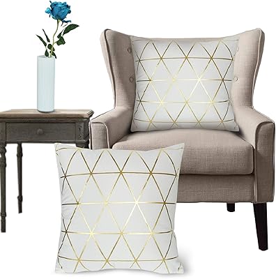 Wende Fodere per cuscini, Set di 2 fodere per cuscini quadrati 45x45 cm in velluto,Oro