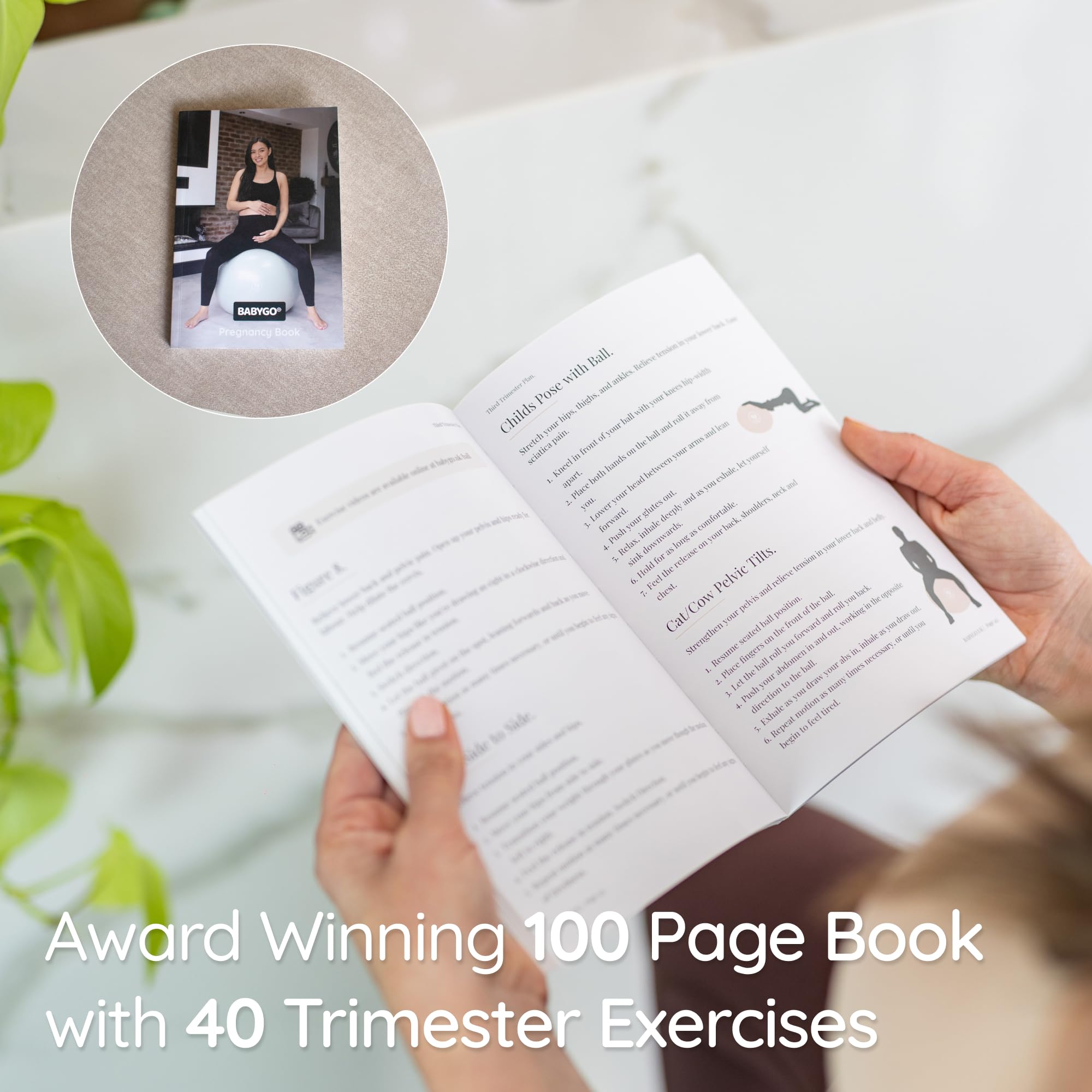 BABYGO® Birthing Ball For Pregnancy Maternity Labour & Yoga + Our 100 Page Pregnancy Book, Exercise, Birth & Recovery Plan, Anti-Burst Eco Friendly Material