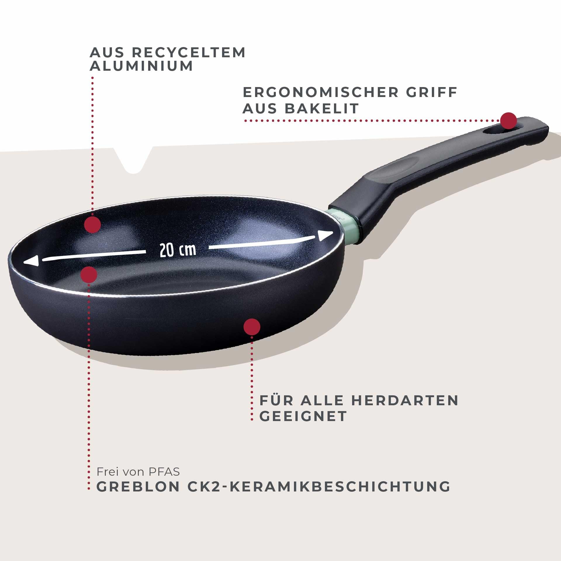 FACKELMANN Frying pan 20cm BRANDAO, Schwarz - Image 2