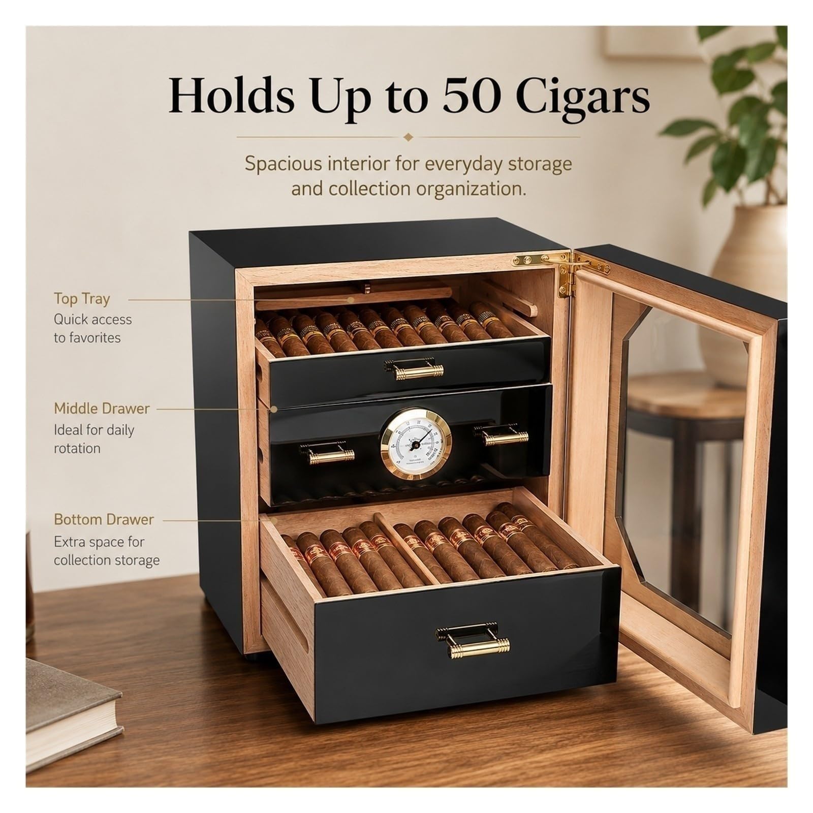 Gabinete for cigarros de Madera de Cedro Premium