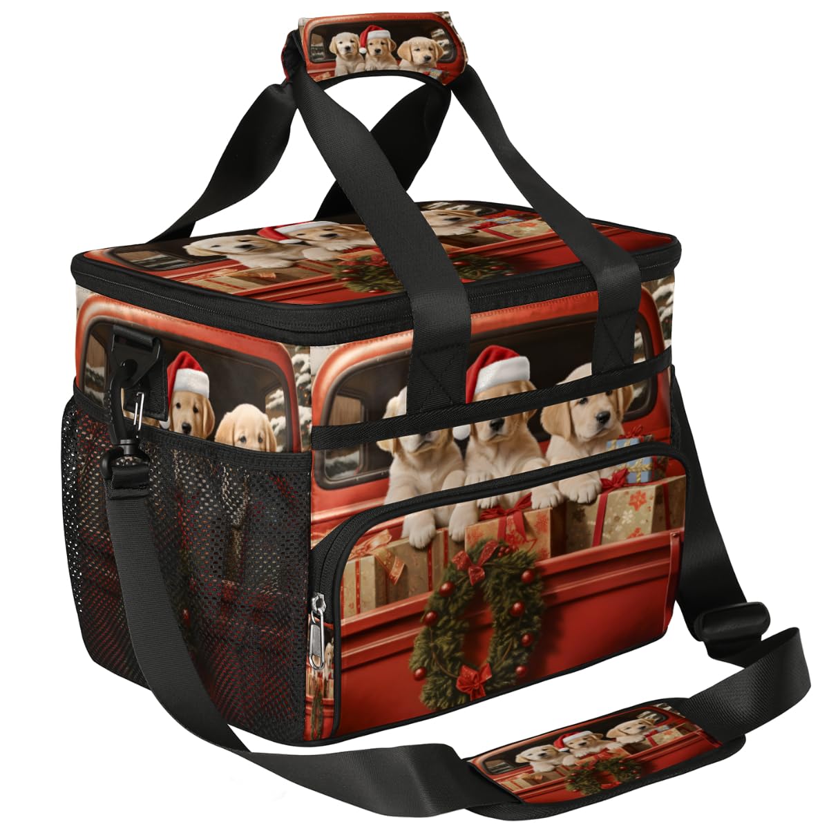 Insulated Picnic Backpack Lunch Box for Women Men Picnic Basket Tote Lunch Bag Picnic Bag Portable Lunch Bags for Picnic, Beach, Work, Trip,Office, Camp Christmas Dogs