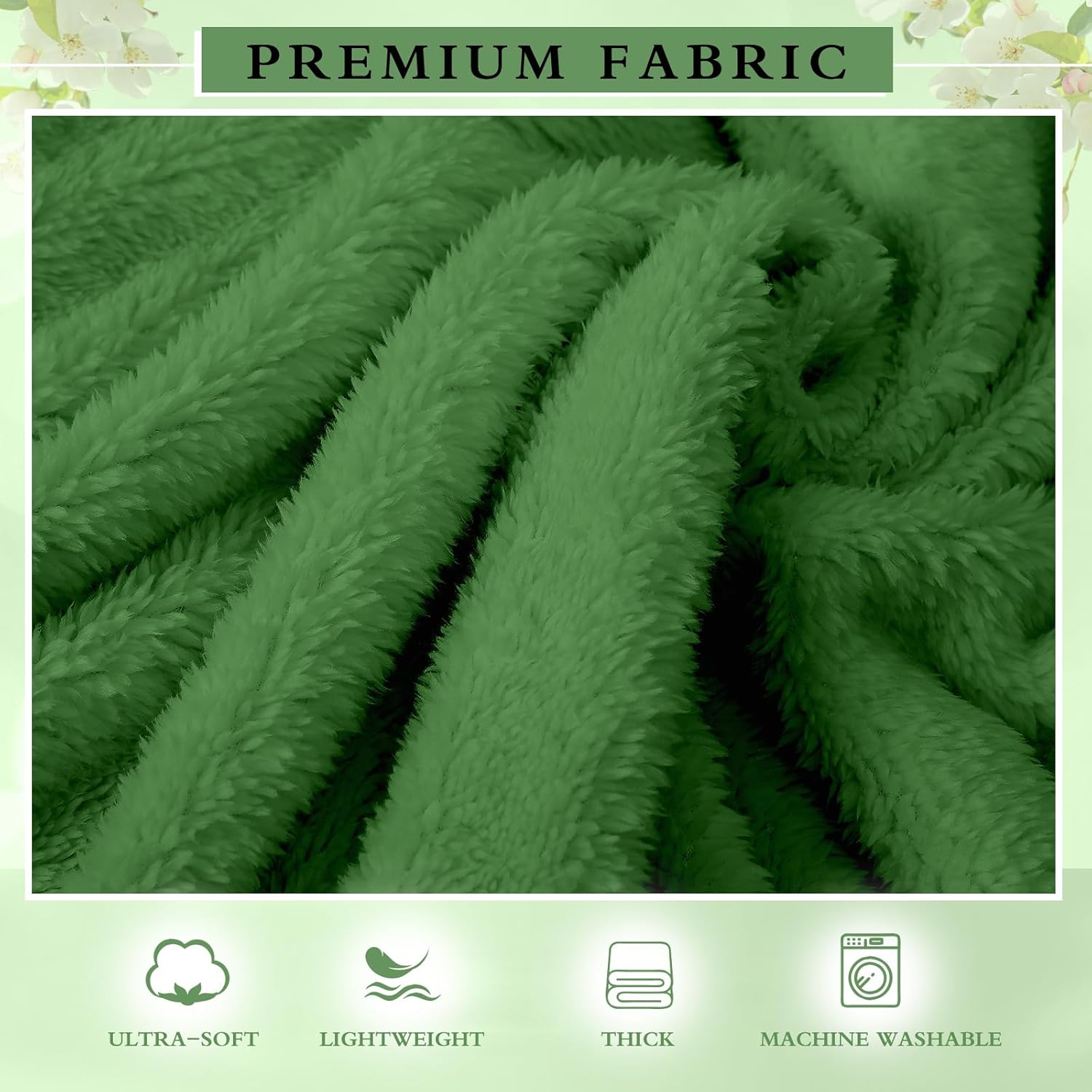 6 Pack Sherpa Fleece Throw Blankets Bulk 50"x 60" Soft Plush Wedding Throw Blankets for Couch Sofa Spa Sleepover Party Favor Supplies Travel Guest Room Home Decor (Dark Green)