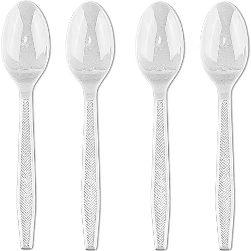 Blue sky Cucharas de té blancas  50 cucharas de plástico desechables de alta calidad  Elegantes, ligeras y ecológicas  perfectas para fiestas de té,