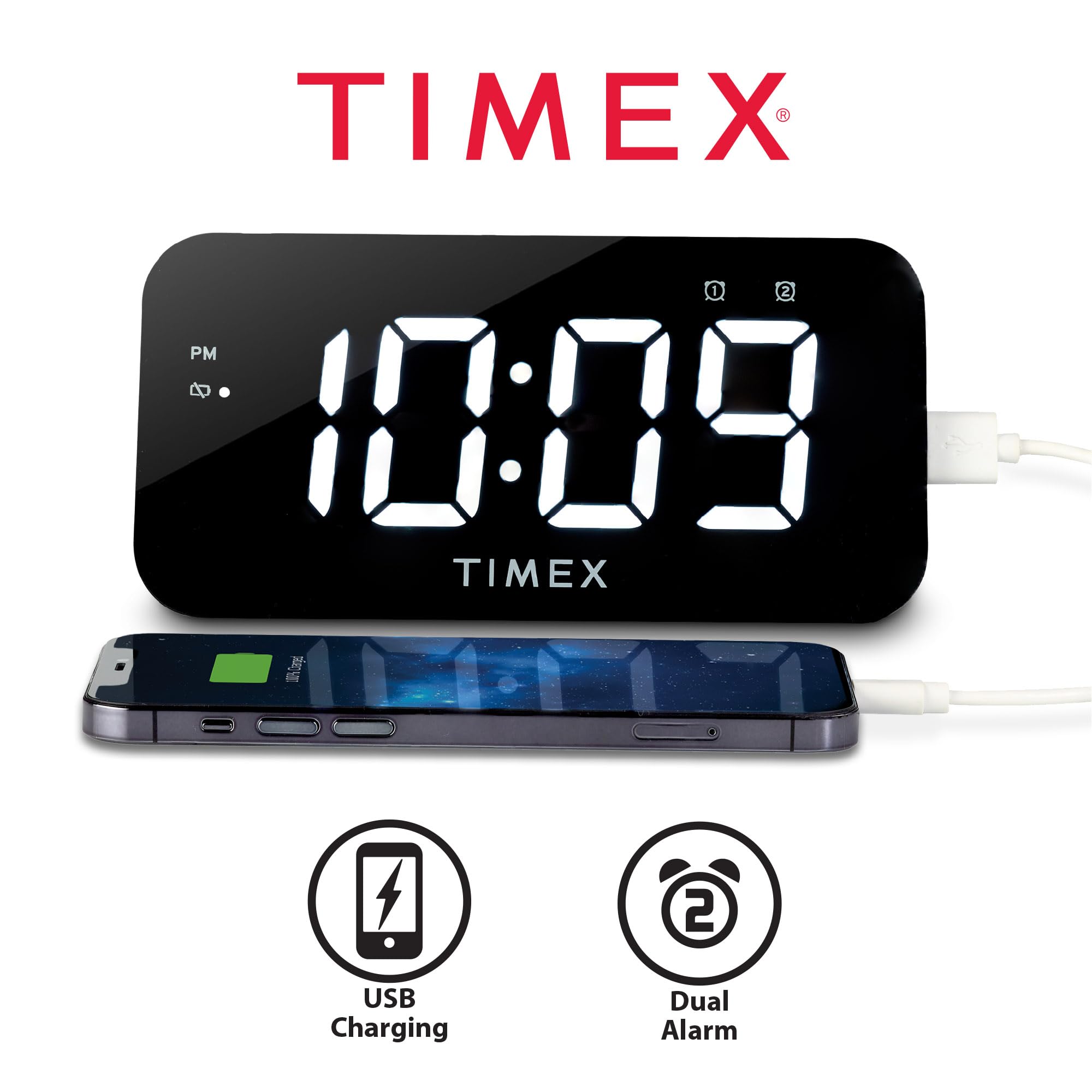 Amazon.co.jp: Timex (タイメックス) 目覚まし時計 USB充電器 (5W 