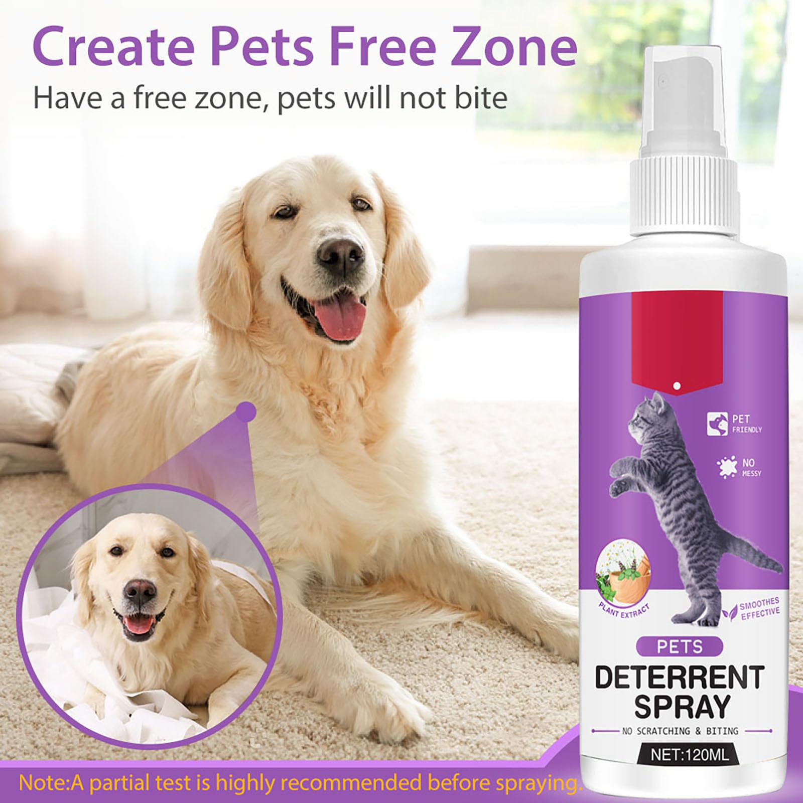 Katzenabwehrspray, Natürliches Hundeabwehrspray – Effektiver Kratzschutz für Möbel und Innenräume – Tierischer Schreck für Hunde & Katzen bei unsachgemäßem Verhalten – Für Innen & Außen - 4