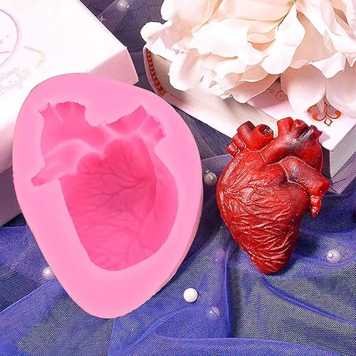 Miniatura 5 de 2 moldes de silicona para Halloween con corazón y cerebro para bricolaje, simulación de órganos humanos, fondant, pastel, caramelo, galleta,