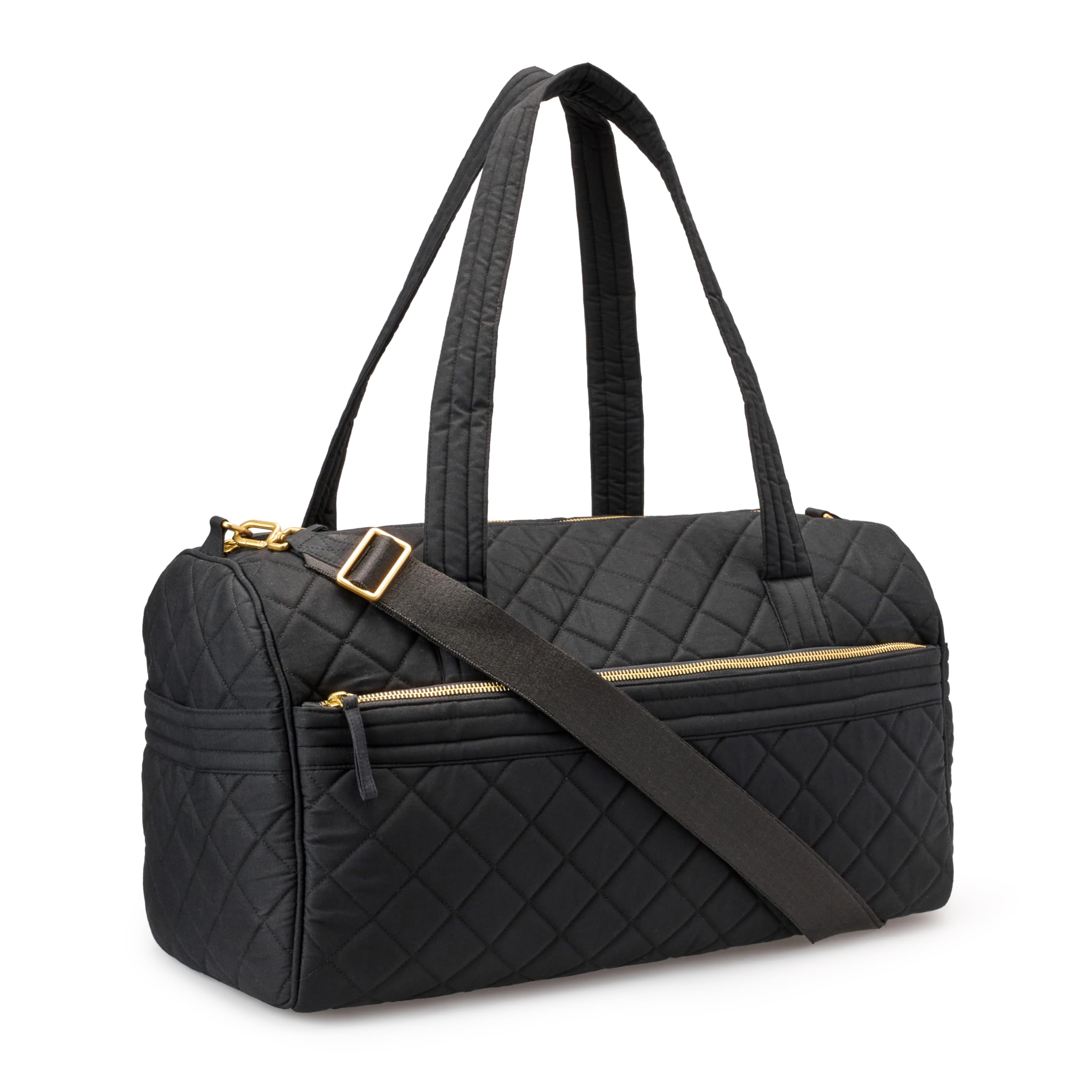 Amazon Essentials Women's Quilted Weekender Duffle Bag, Black, One Size