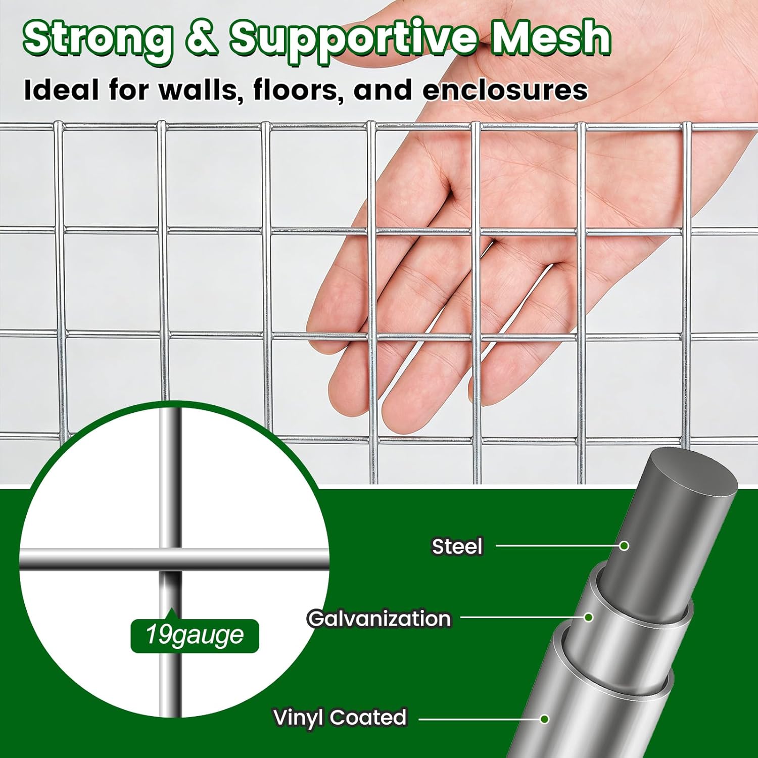 1/2 Inch Hardware Cloth 19Gauge 48in×100ft Galvanized Chicken Wire Mesh Heavy Hot Duty Welded Wire Fence for Chicken Coop, Garden Fence, Animal Enclosures, Poultry Run & DIY Home Projects