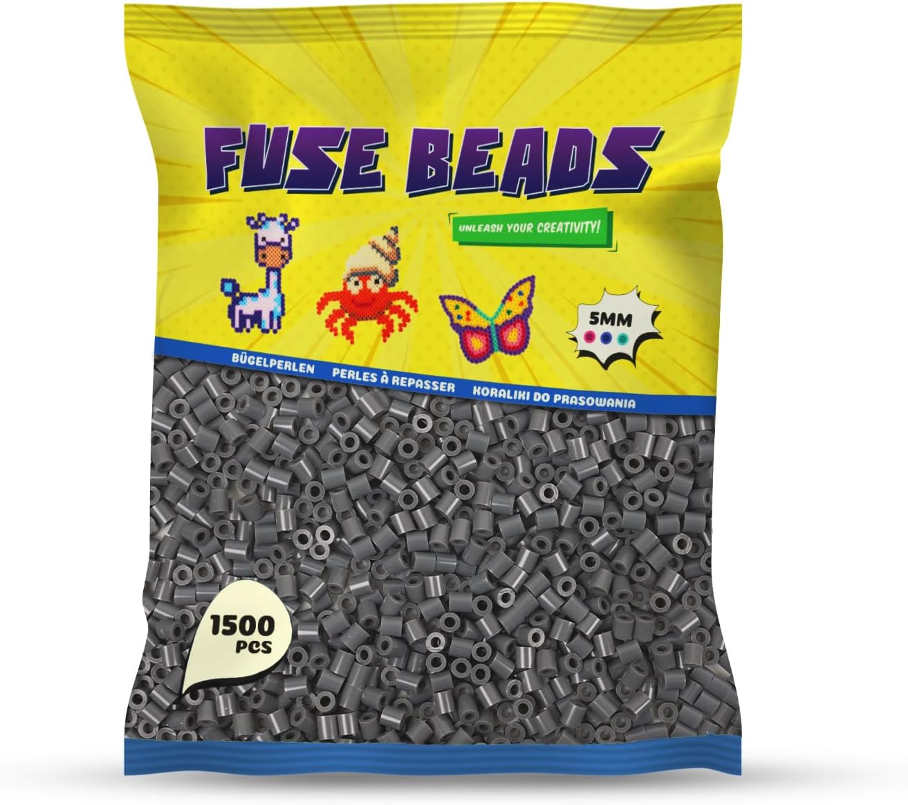 Iron on Beads 1500 Pieces Midi Size 5mm Craft Accessories for DIY Craft Melting Beads