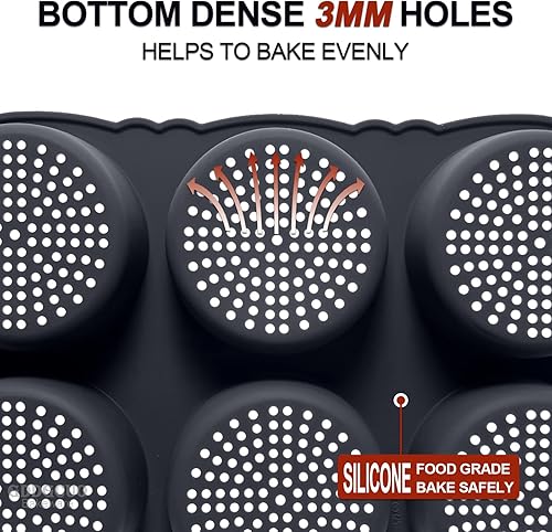 Miniatura 3 de GDDGCUO Molde para muffins, moldes de silicona para hornear, moldes para sándwich de huevo de 4 pulgadas, para pan de hamburguesa, mini pastel,