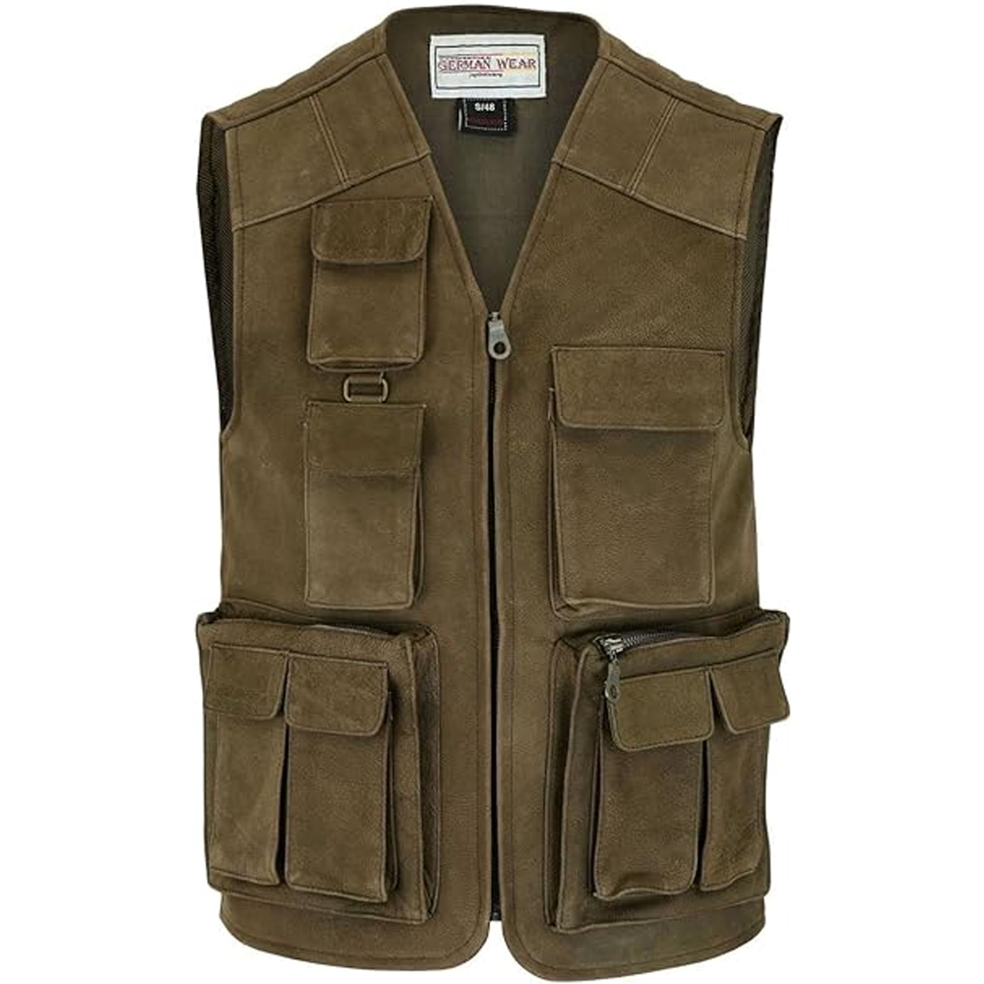 German Wear Jagd Lederweste Jagdweste Angelweste Angler Weste Jägerweste