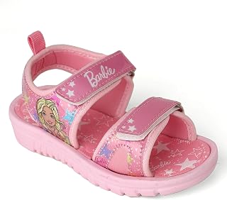 Kidsville Official Girls Barbie Printed Pink Sandals Anti-Skid Comfortable | Adjustable Double Strap Closure | Flexible & ... Price In India