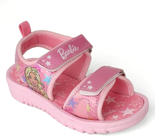 Kidsville Official Girls Barbie Printed Pink Sandals Anti-Skid Comfortable | Adjustable Double Strap Closure | Flexible & ...