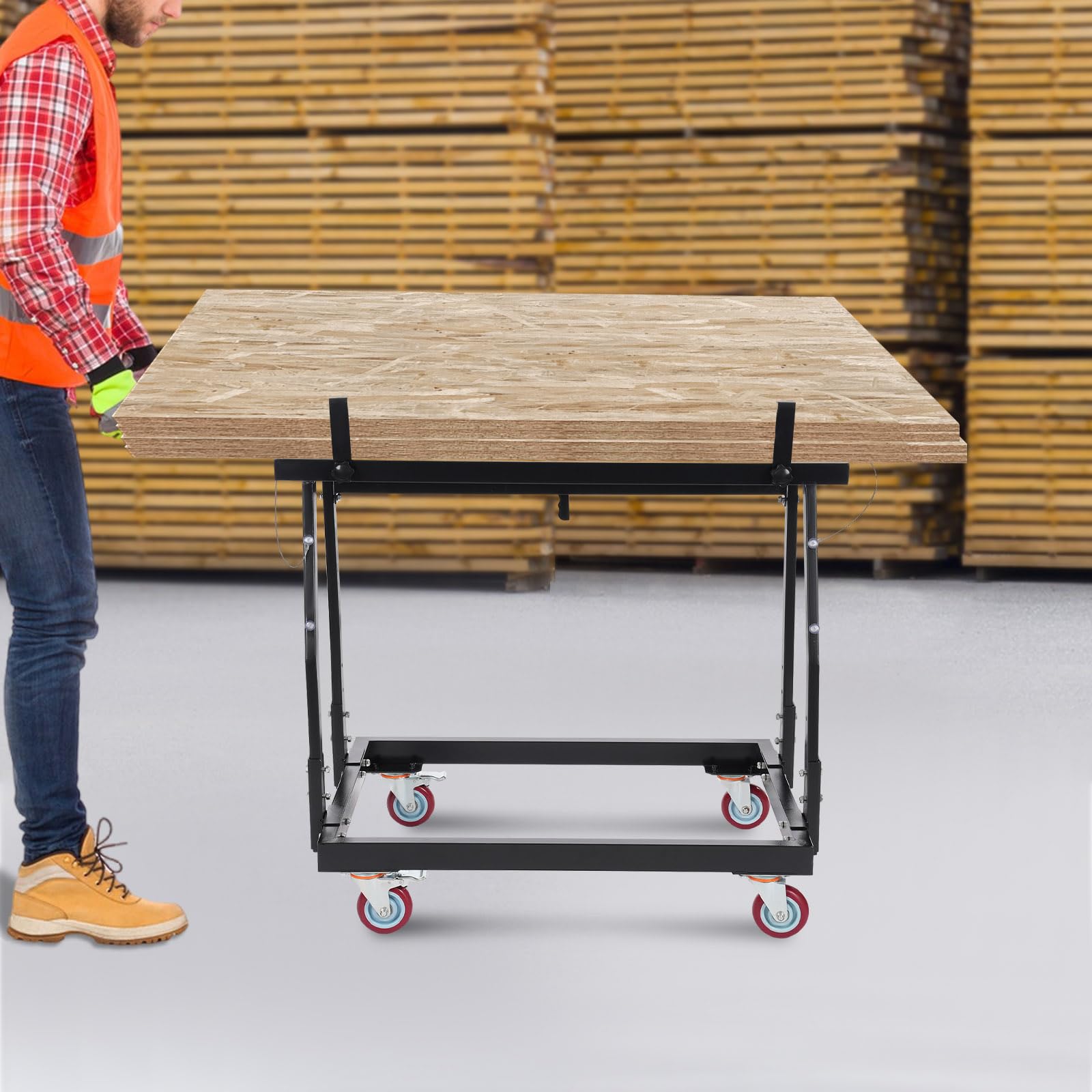 Panel Handler Cart and Shop Stand,1000Lbs Tilting Panel Carts with Rubber Swivel Casters, Adjustable Height and 0-106° Tilt Angle Adjustable for Factories, Warehouses