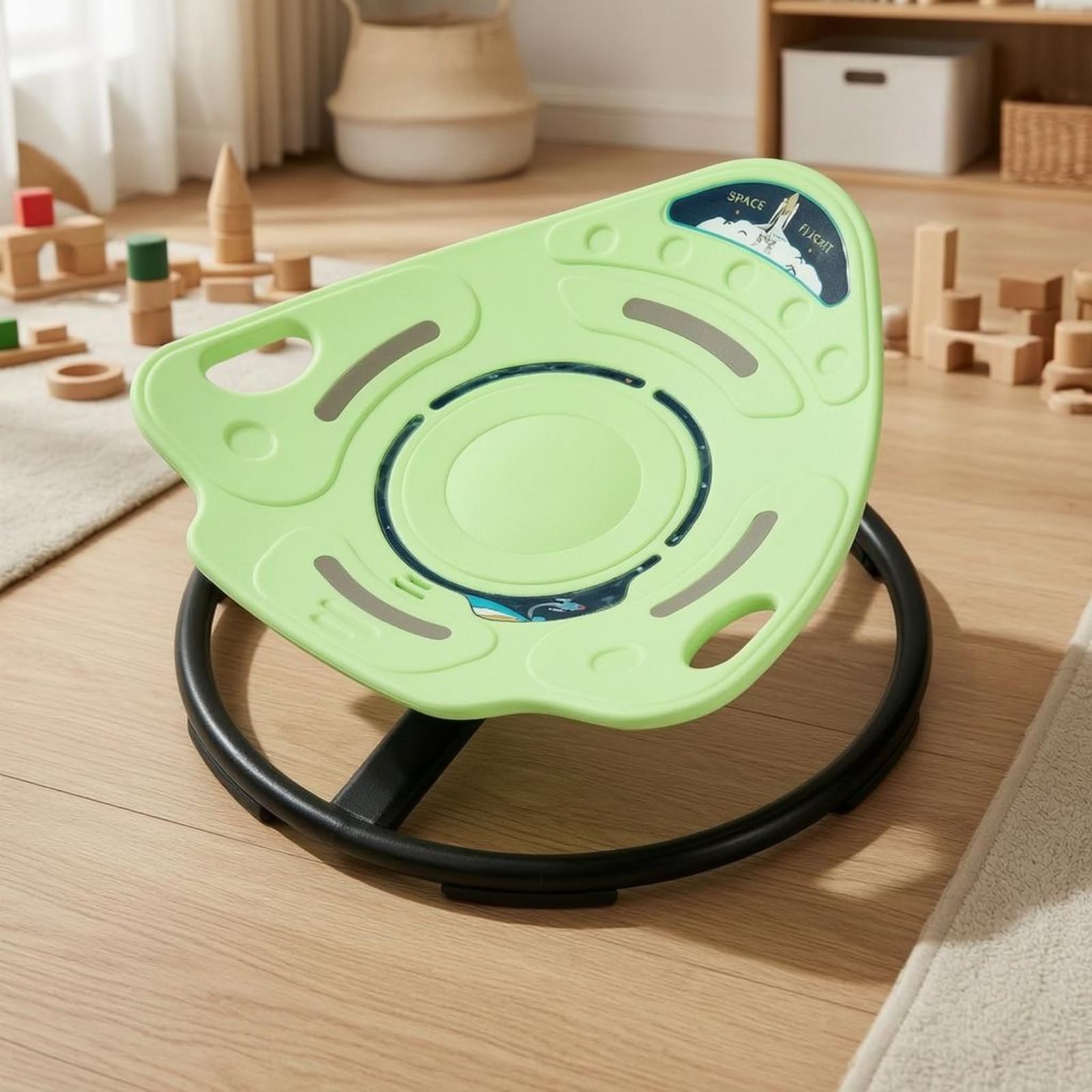 Sedia Girevole per Bambini Sedia Rotante Sedia Equilibrio Seduta attività con Seduta Modellata Stabile E Base Circolare in Metallo Adatta per Esercizi, Verde