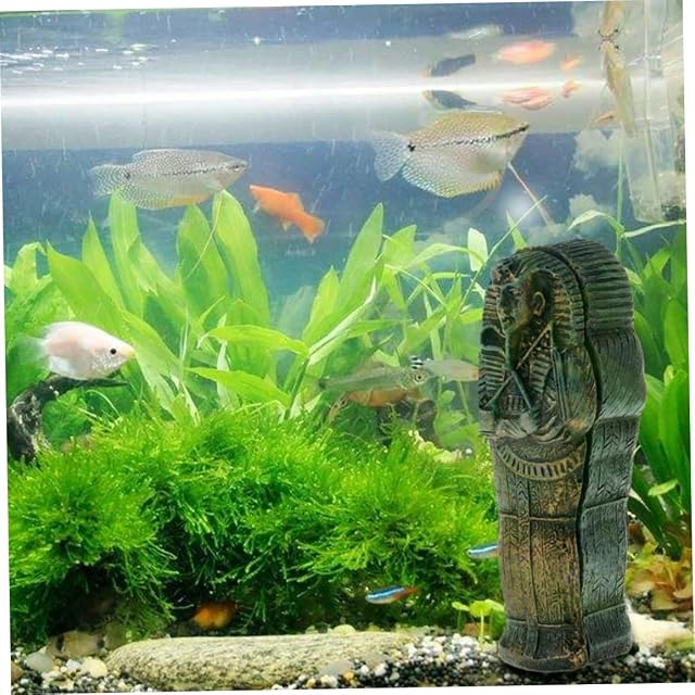 Foto 6 de 8 de AZIDWERYQ 1 Pieza decoración de Acuario Rey Egipcio Tutankamón faraón sarcófago ataúd con estatuilla de Momia…