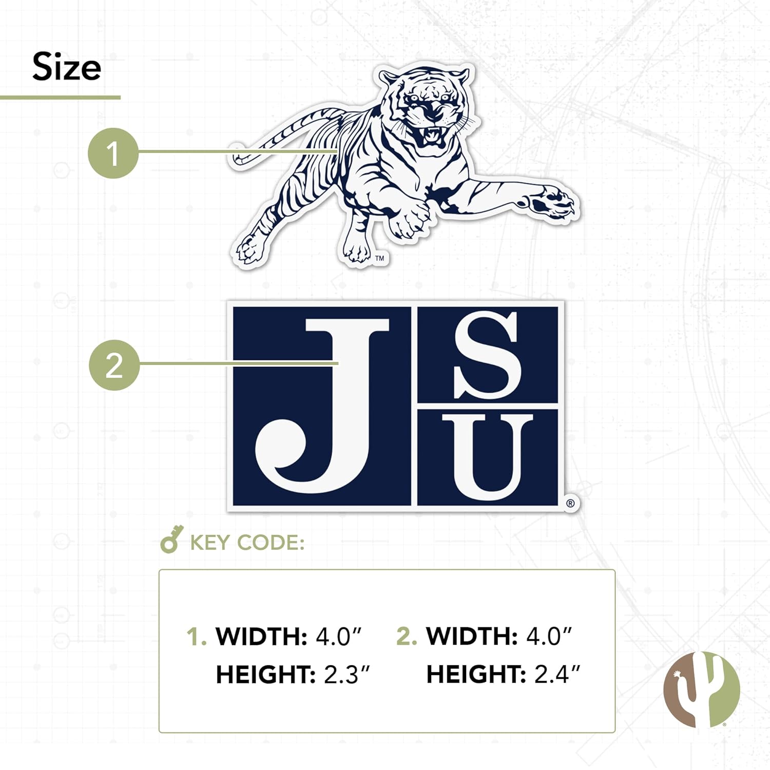 Desert Cactus Jackson State University Tigers Sticker Vinyl Decal Laptop Water Bottle Car Scrapbook (4 Inch Set V1)