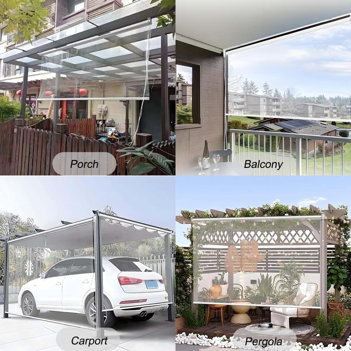 Generico Plastica in PVC Tapparella Avvolgibile Antivento E Antipioggia Tende A Rullo Trasparenti Esterni Isolamento Tenda A Rullo Esterni per Giardino Esterno Balcone,001,100 * 180cm