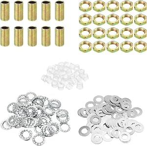 PATIKIL 1/8IP Thread 0.79" Lamp Pipe Kit with Lock Nuts Washers, Fasteners Assortment Hardware for Chandelier Ceiling Light DIY, Zinc Plating