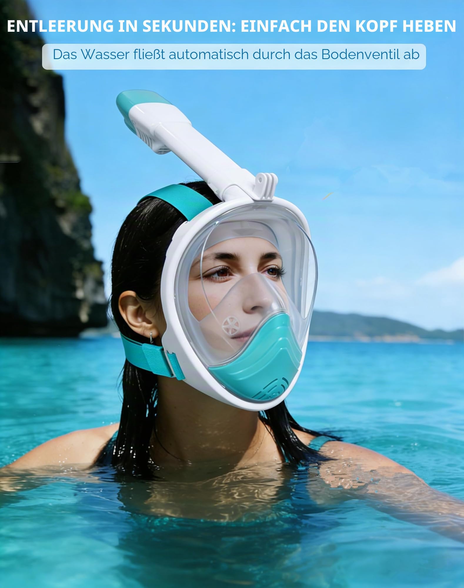 Schnorchelmaske, Tauchmaske,Schnorchel Vollmaske Anti-Fog Anti-Leck,180° Sichtfeld mit Sportkameras Kompatible Taucherbrilie für Erwachsene und Kinder