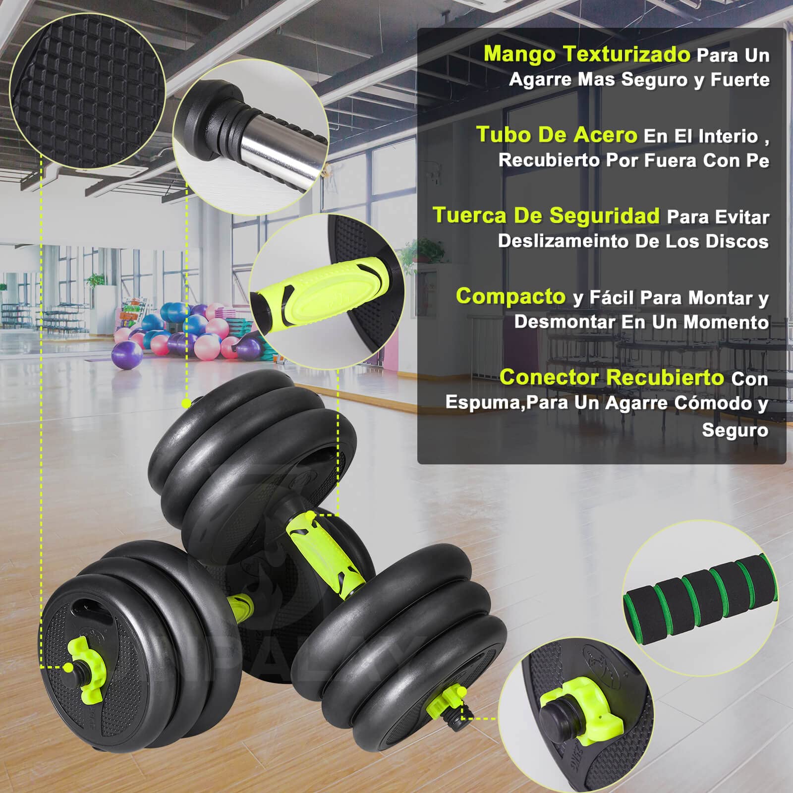 Conjunto De Mancuernas Ajustables Equipo De Fitness Para El