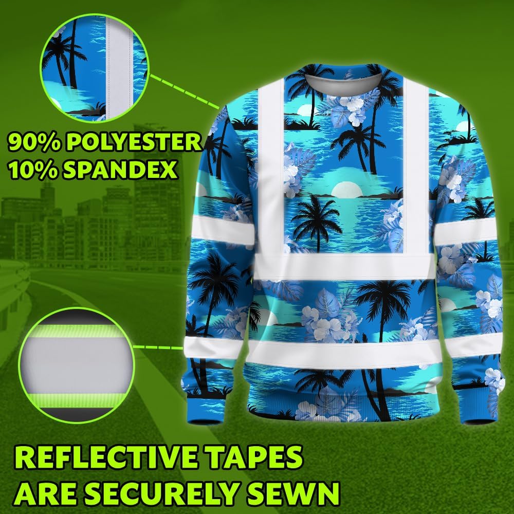 Flowers High Visibility Long Sleeve Shirt Custom Name Reflective Safety Workwear for Workers, Runners
