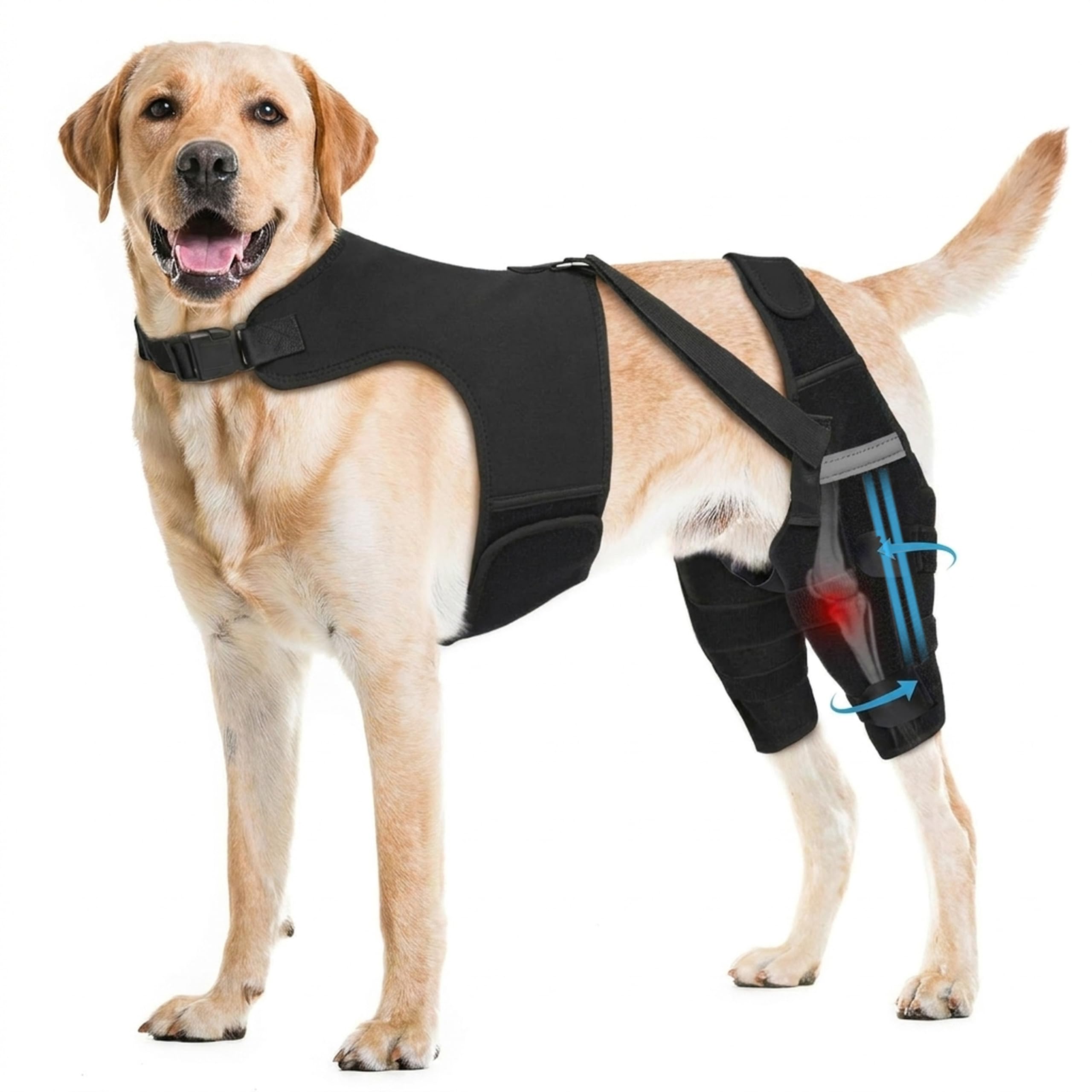 Wood Homing Dog Knee Brace for Rear Leg Hip Joint Support Pain Relief（XL）