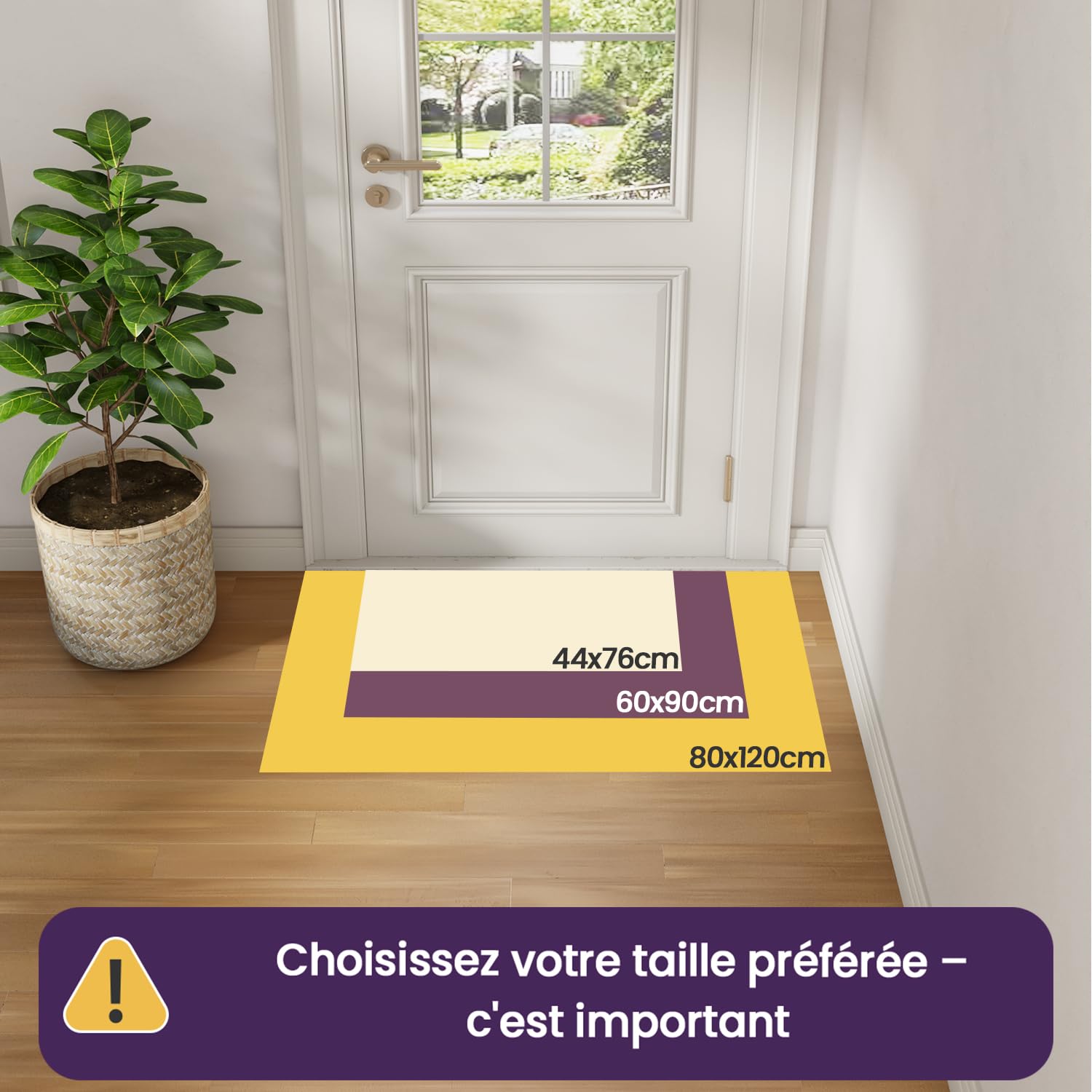 DEXI Tapis Entree Interieur 80 x 120 cm, Paillasson Antidérapant et Résistant, Absorbant et Lavable, Paillassons Anti-saleté pour Entrée, Porte et Couloir, Beige